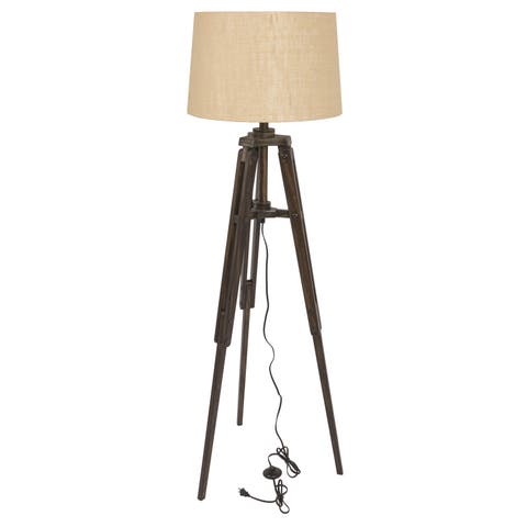 Mariner Wood Tripod Lamp for Room, Brown and Natural