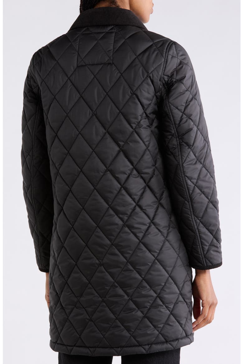 Faux Fur Collar Quilted Coat, Alternate, color, BROWN CHECK