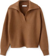 MANGO Rib Johnny Collar Sweater