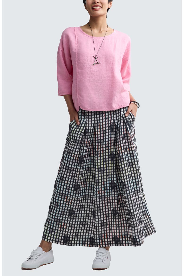 Evania Neon Print Linen Skirt, Alternate, color, Neon Black