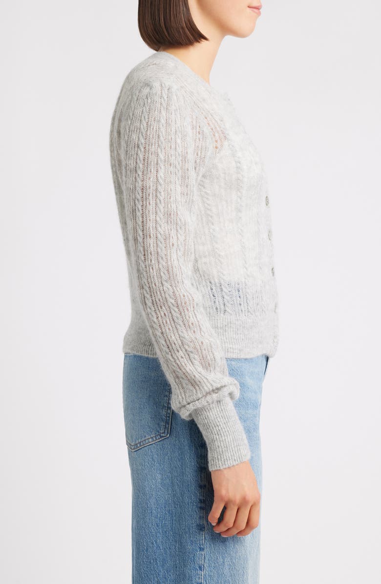 Madewell Pointelle Stitch Alpaca Blend Cardigan, Alternate, color, Heather Light Grey
