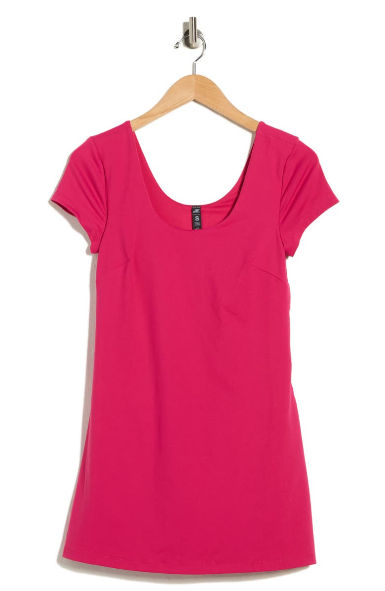 SKECHERS GO WALK Scoop Neck Short Sleeve Dress, Main, color, Bright Peony