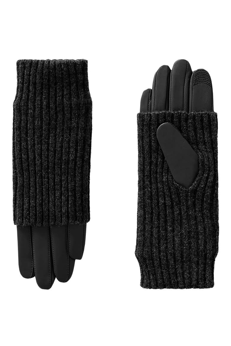 Carmel-L Tech Leather Gloves, Main, color, BLACK