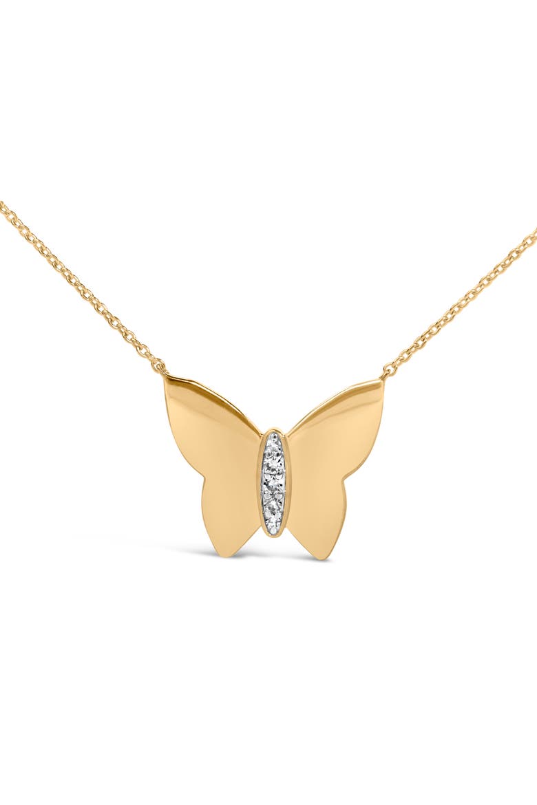 Gold Vermeil Diamond Accent Butterfly Pendant Necklace, Alternate, color, Silver