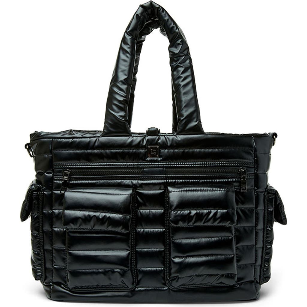 Think Royln Two Faced Reversible Tote In Pearl Black