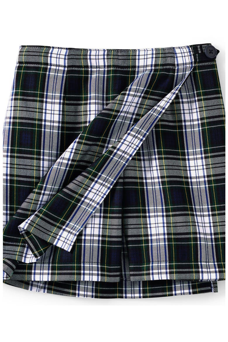 School Uniform Girls Plaid A Line Tab Skort Top of Knee, Alternate, color, White Plaid
