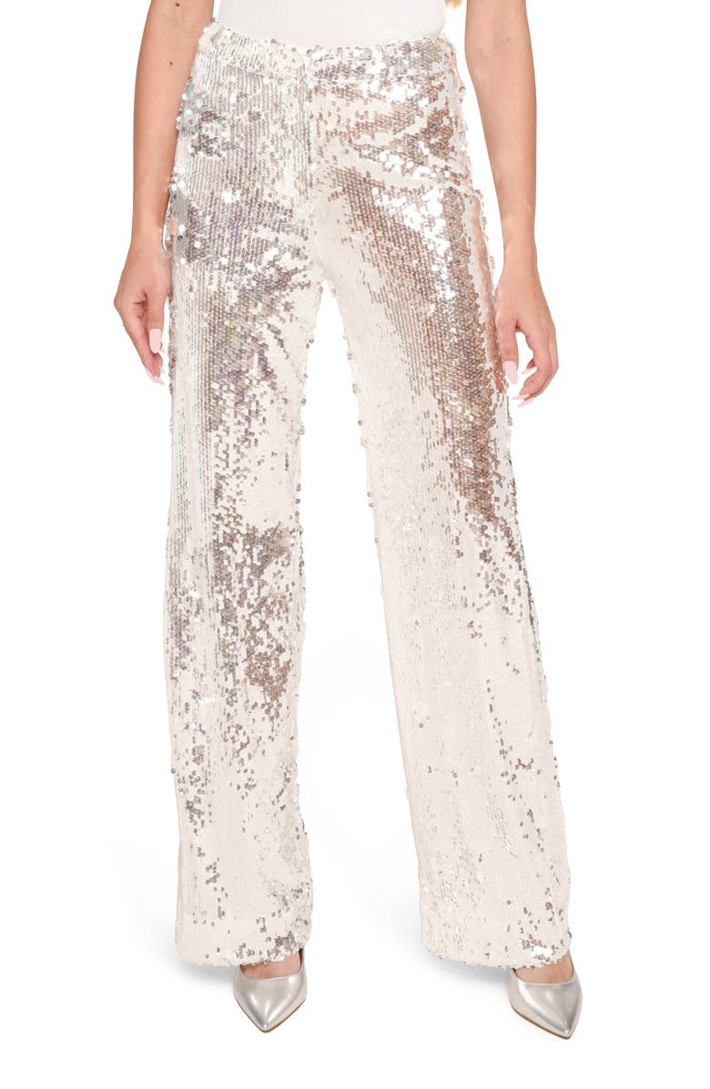 WAYF x Jourdan Sloane Lily Sequin Wide Leg Pants, Main, color, 