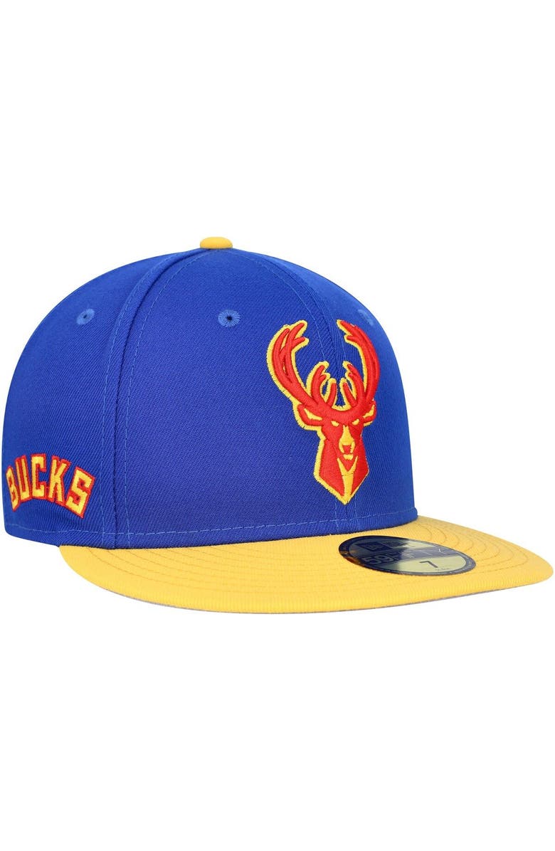 New Era Men's New Era Blue Milwaukee Bucks Side Patch 59FIFTY Fitted Hat, Main, color, 
