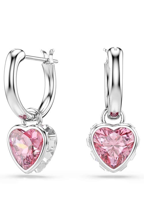 Swarovski Chroma Heart Hoop Drop Earrings in Pink With Rhodium at Nordstrom
