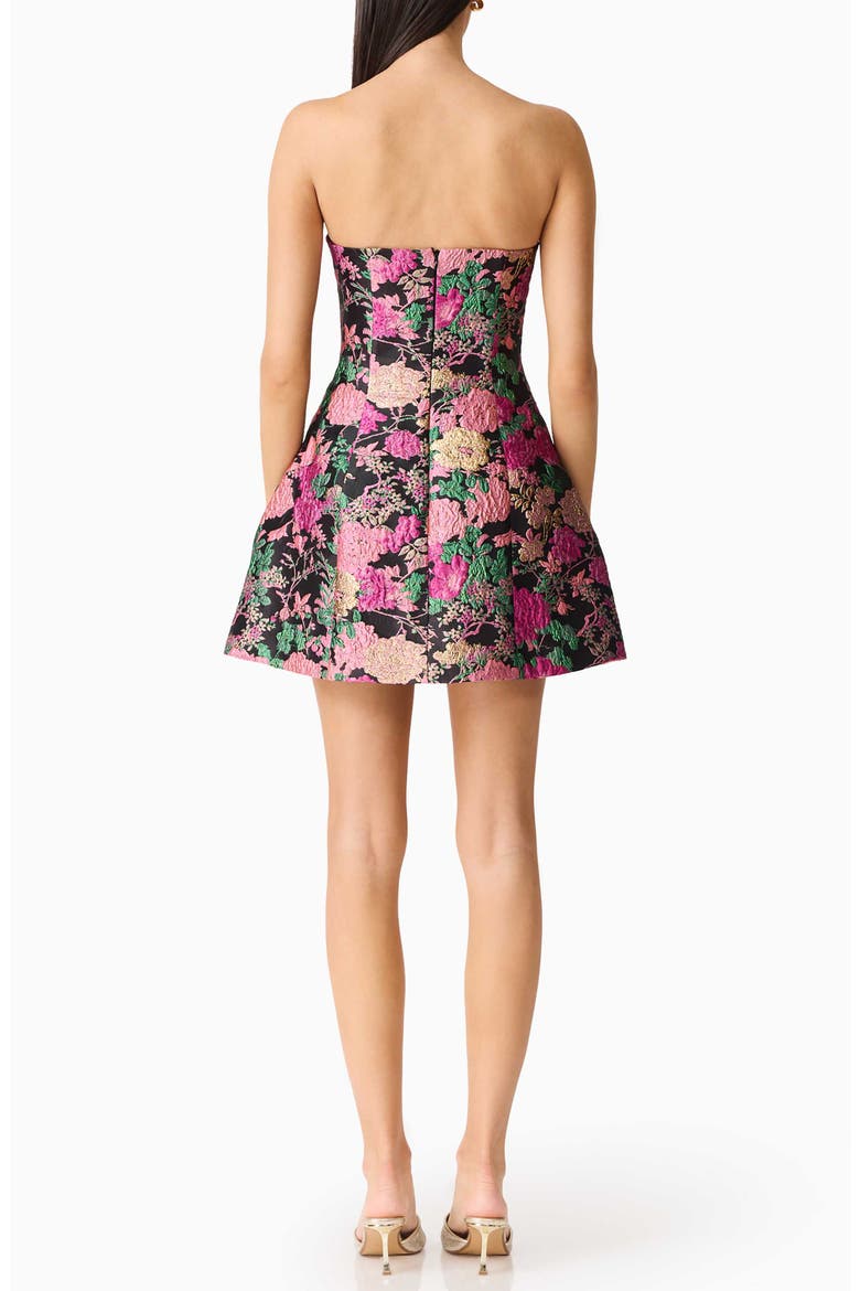 Raisa Tulip Jacquard Strapless Minidress, Alternate, color, BLACK MULTI
