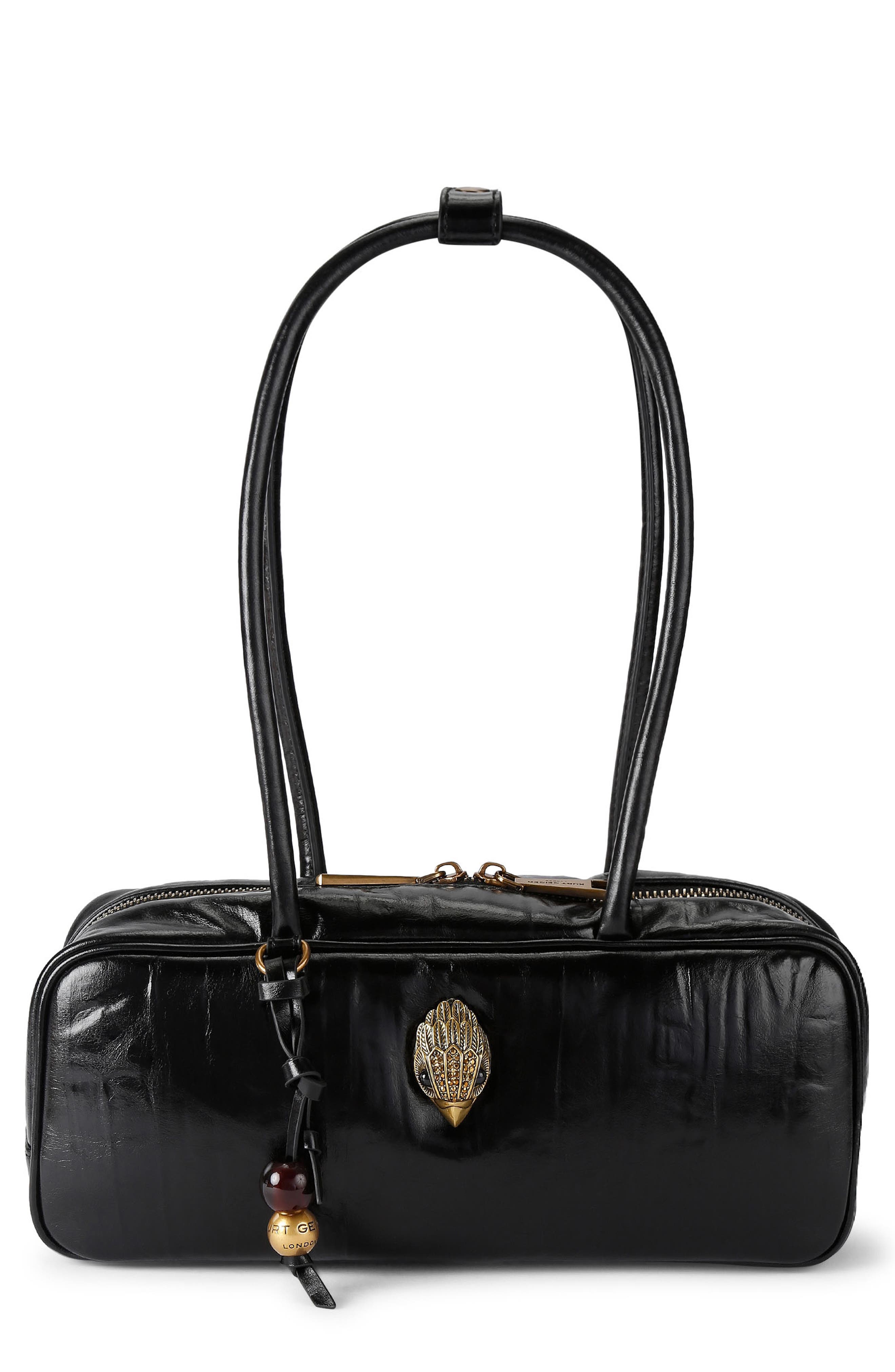 Small Celia Leather Duffle Crossbody Bag, Main, color, BLACK