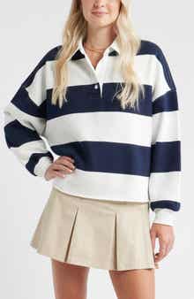 BP. Stripe Cotton Blend Rugby Sweatshirt