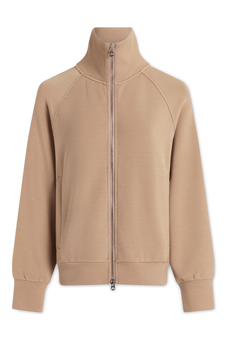 Tyde Mixed Media Zip Front Sweatshirt, Alternate, color, LIGHT TAUPE