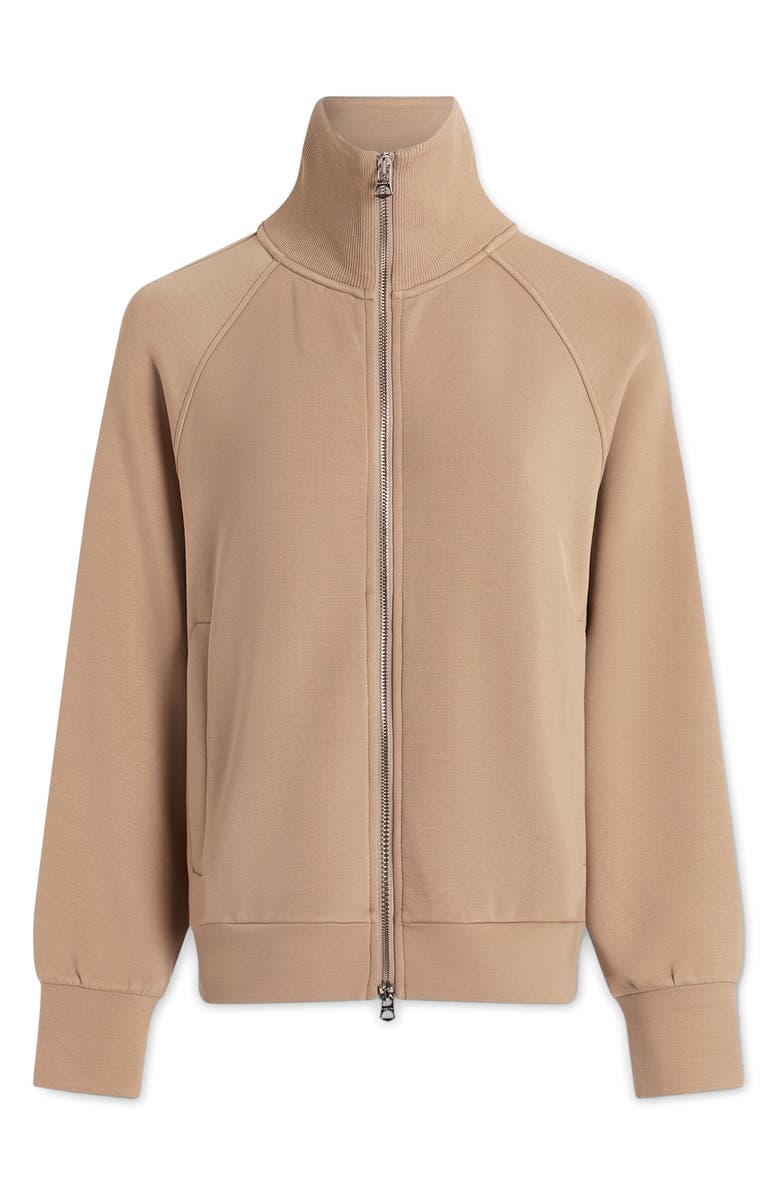 Varley Tyde Mixed Media Zip Front Sweatshirt, Alternate, color, Light Taupe