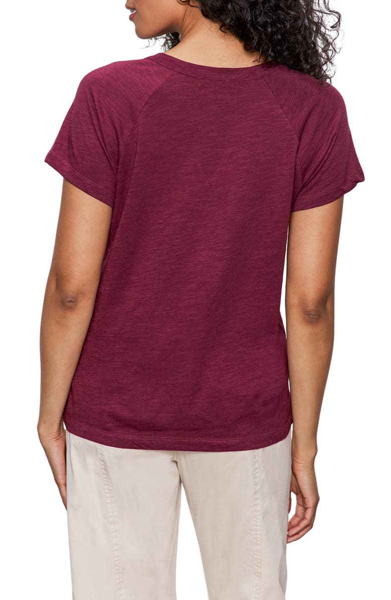 Sanctuary Notch V-Neck Cotton Blend T-Shirt, Alternate, color, Night Berry