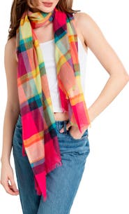 SAACHI Plaid Fringe Scarf