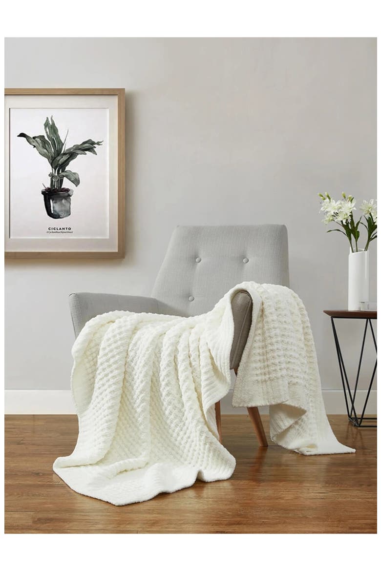 Snug Waffle Knit Throw, Alternate, color, OFF WHITE