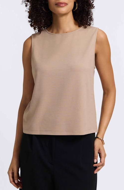Foxcroft Callie Sleeveless Crepe Knit Top In Brown