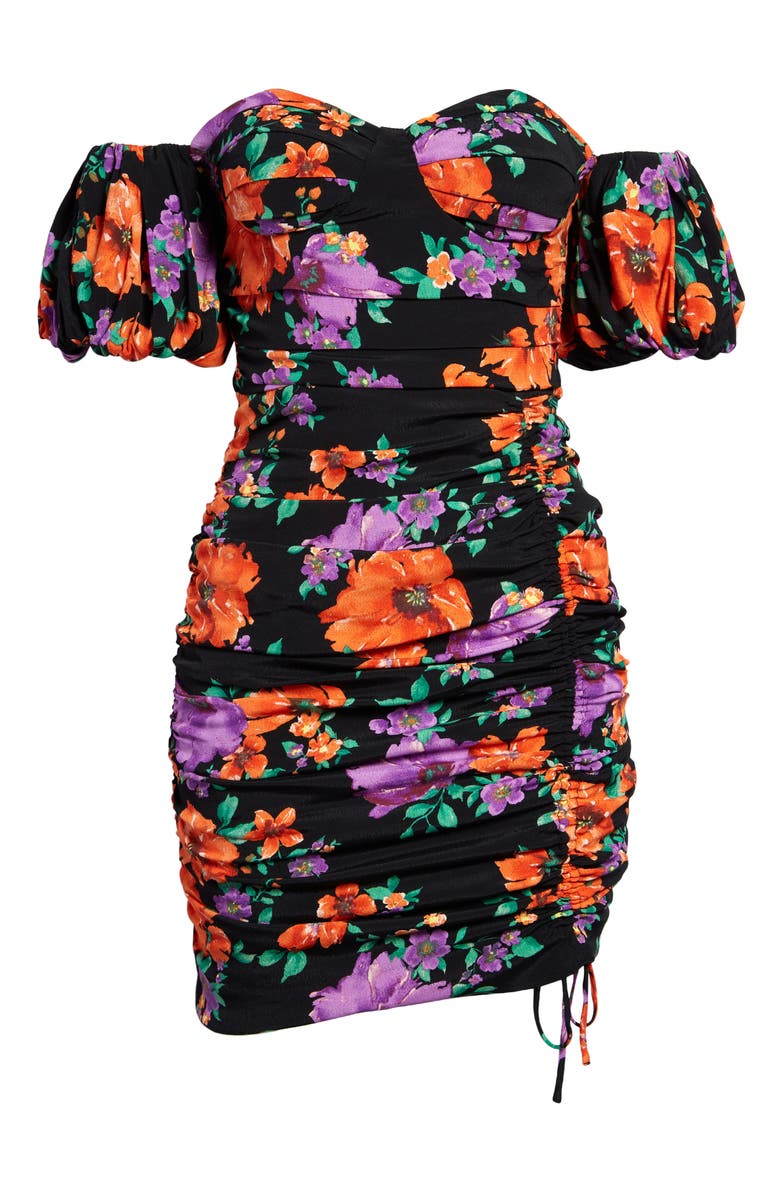 ASTR the Label Floral Ruched Off the Shoulder Minidress, Alternate, color, 
