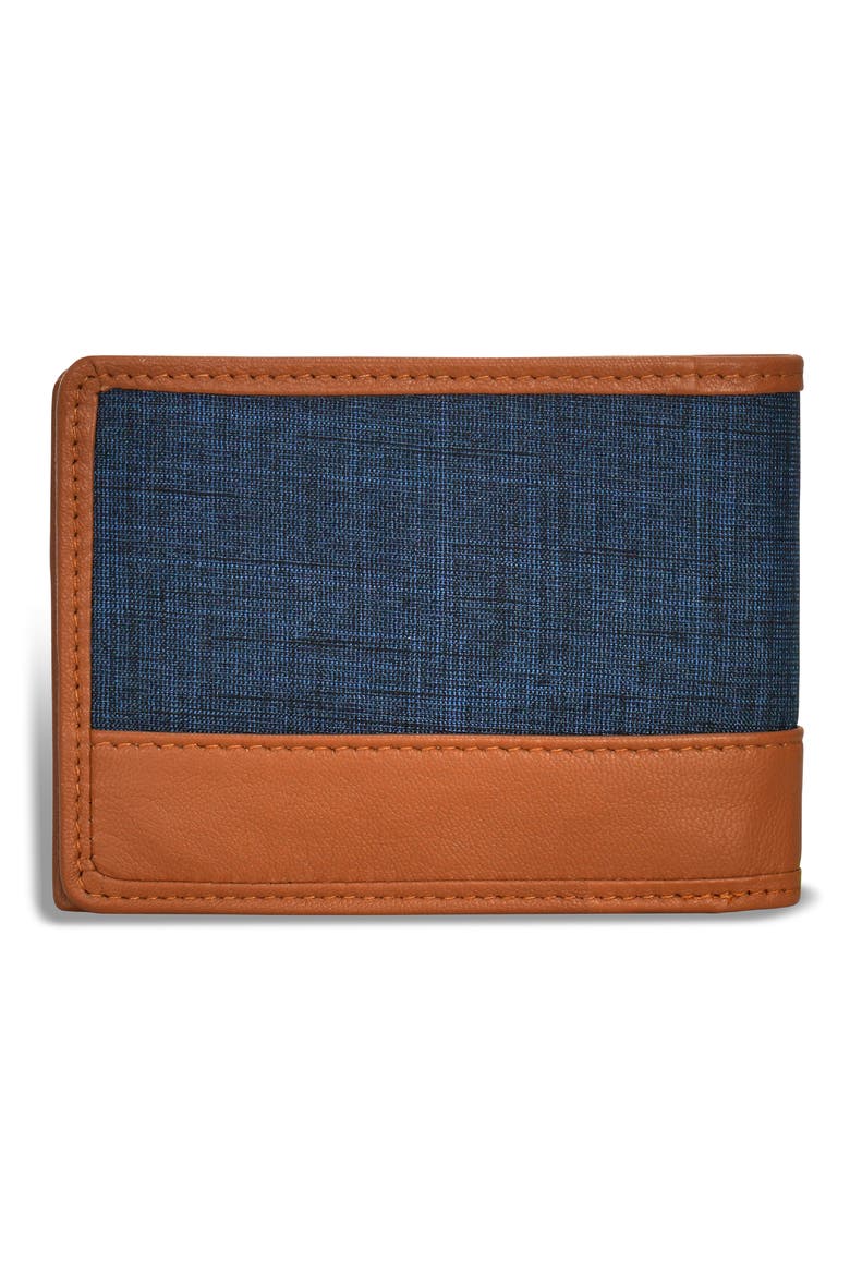 Denim Center Wing Bifold Wallet, Alternate, color, TAN/BLUE