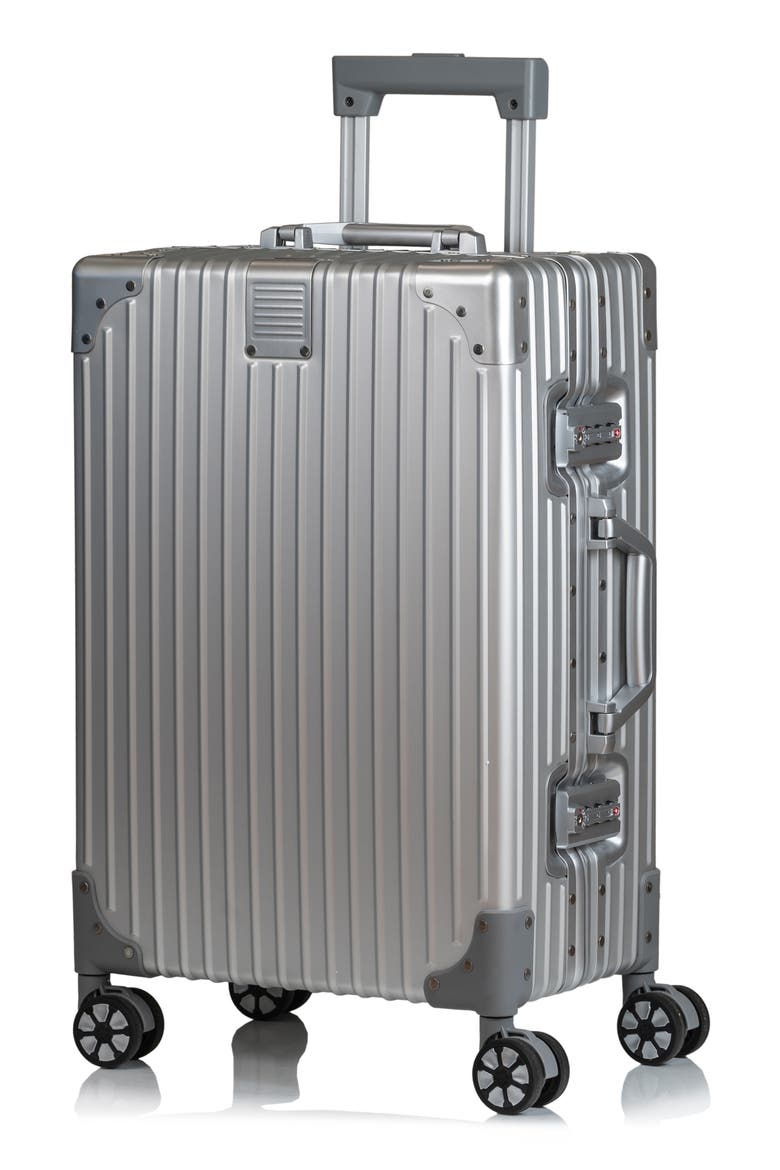 Aluminum Hardside Spinner Suitcase Carry-On, Main, color, SILVER