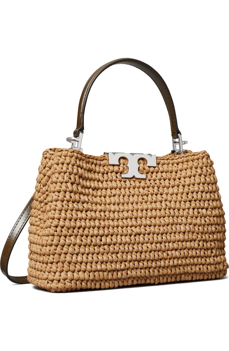Tory Burch Mini Eleanor Raffia Satchel, Alternate, color, Honeycomb