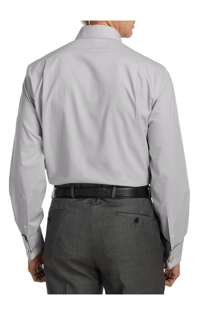 Paul Fredrick Non-iron Cotton Pinpoint Solid Point Collar French Cuff Dress Shirt, Alternate, color, Grey