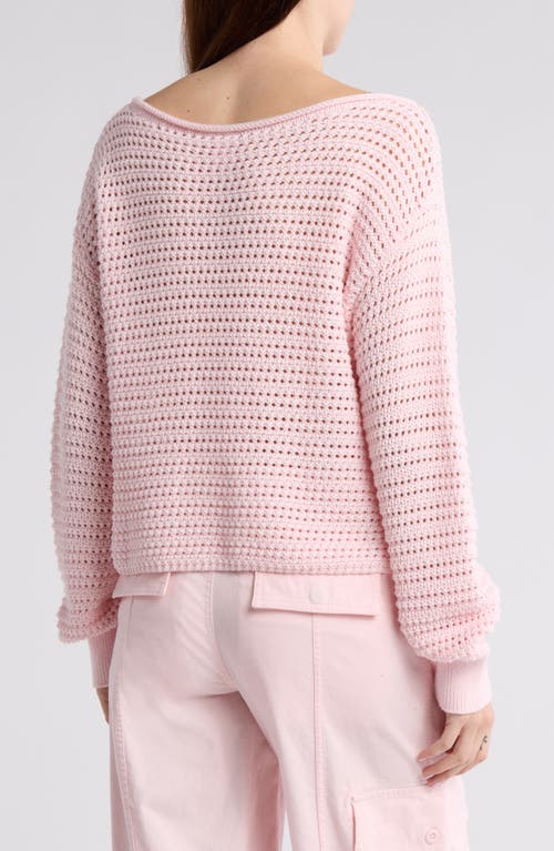 Abound Open Stitch Cotton Sweater In Pink Balm