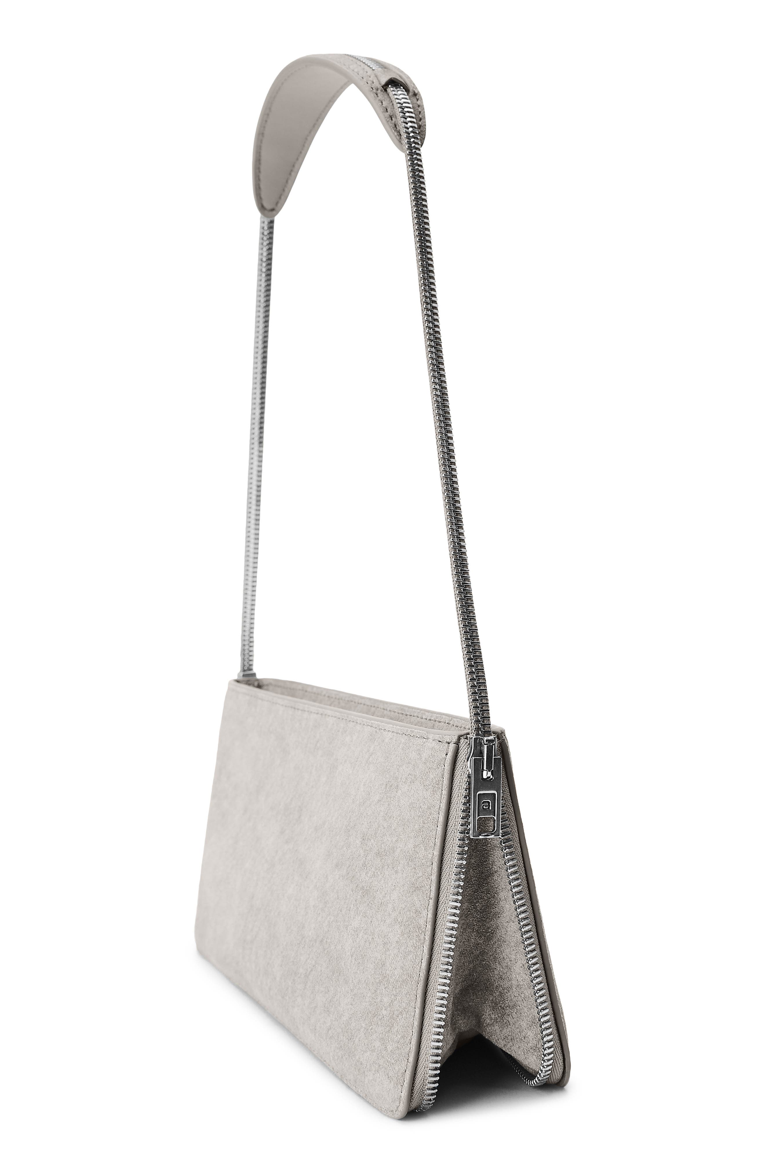 Siren Pochette Leather Shoulder Bag, Alternate, color, HEATHER GREY