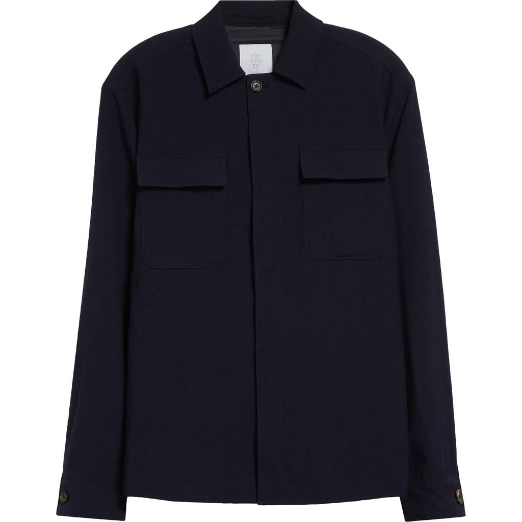 Eleventy Wool Blend Shirt Jacket In Black