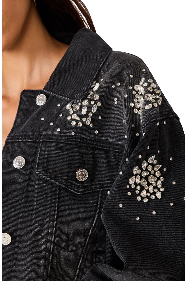 Clarke Embellished Denim Jacket, Alternate, color, WASHED BLACK