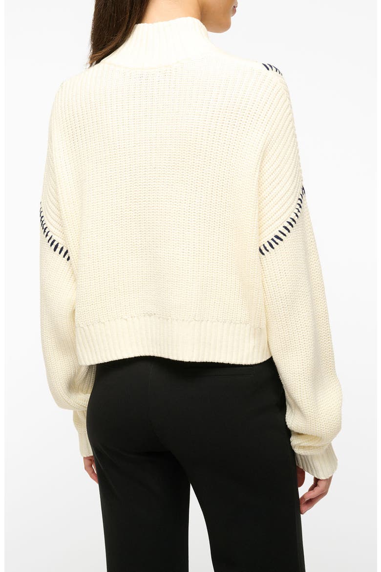 Hampton Crop Half Zip Sweater, Alternate, color, IVORY/ NAVY