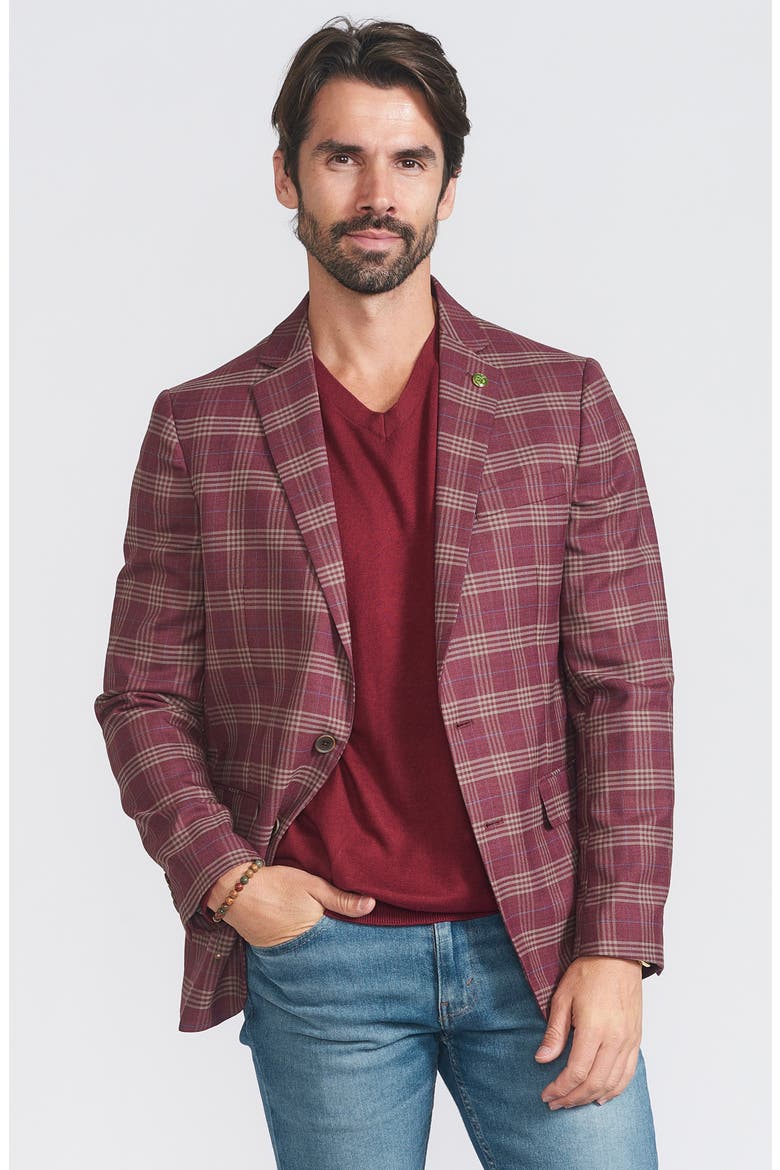 Plaid Print Wool Blend Sport Coat, Alternate, color, RUST