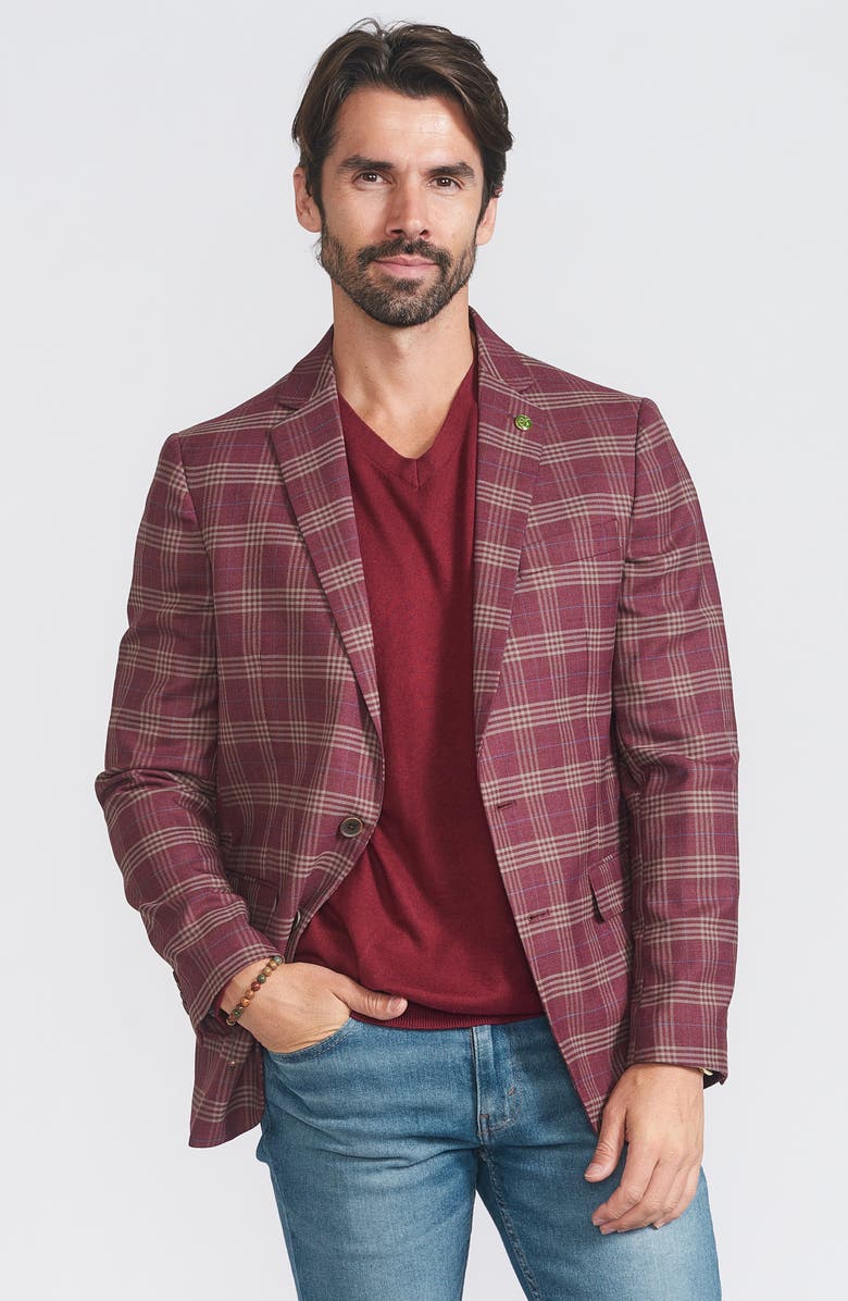 CRICKETEER Plaid Print Wool Blend Sport Coat, Alternate, color, Rust