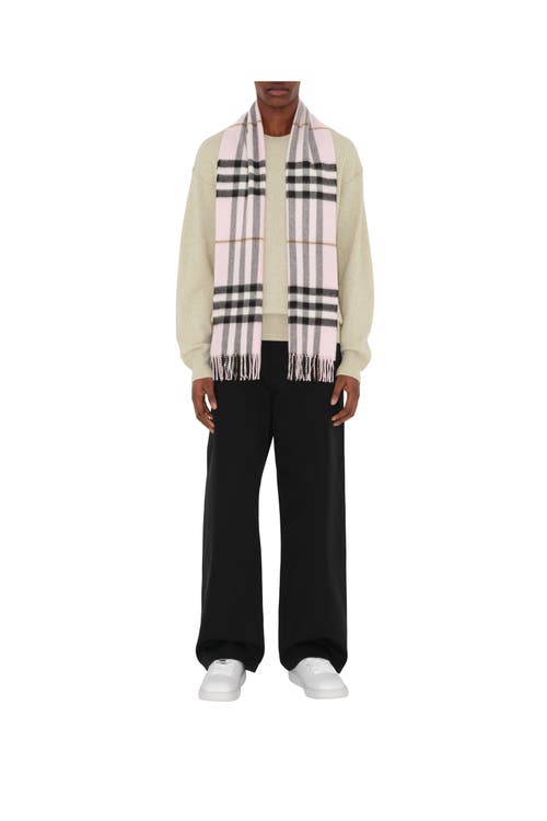 Shop Burberry Check Cashmere Scarf In Pale Candy Pink