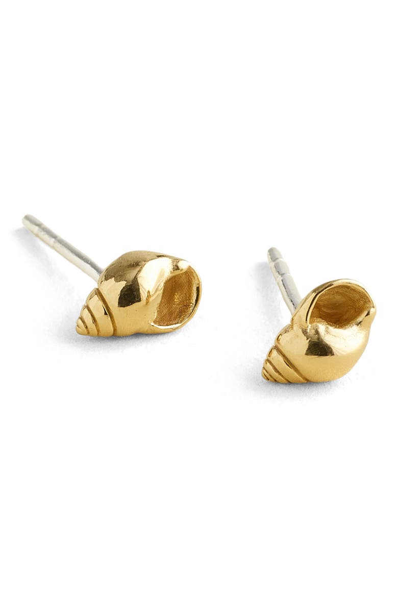Demi-Fine Shell Stud Earrings, Main, color, 14K GOLD