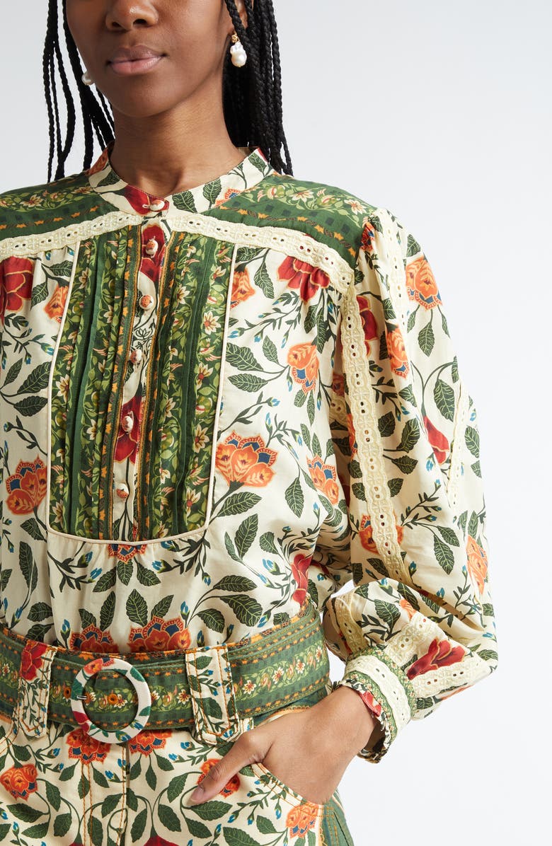 FARM Rio Garden Tapestry Print Popover Shirt, Alternate, color, Garden Tapestry Sand