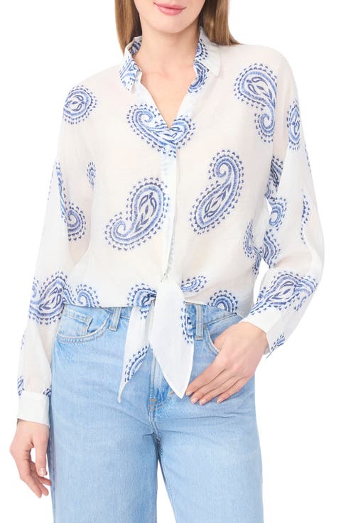 Long Sleeve Tie Hem Button-Up Shirt