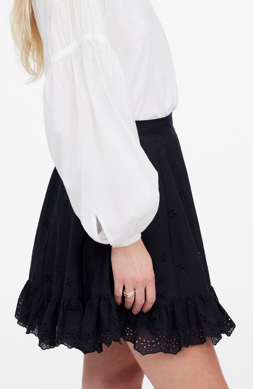 Madewell Cotton Voile Eyelet Miniskirt In Jet Black