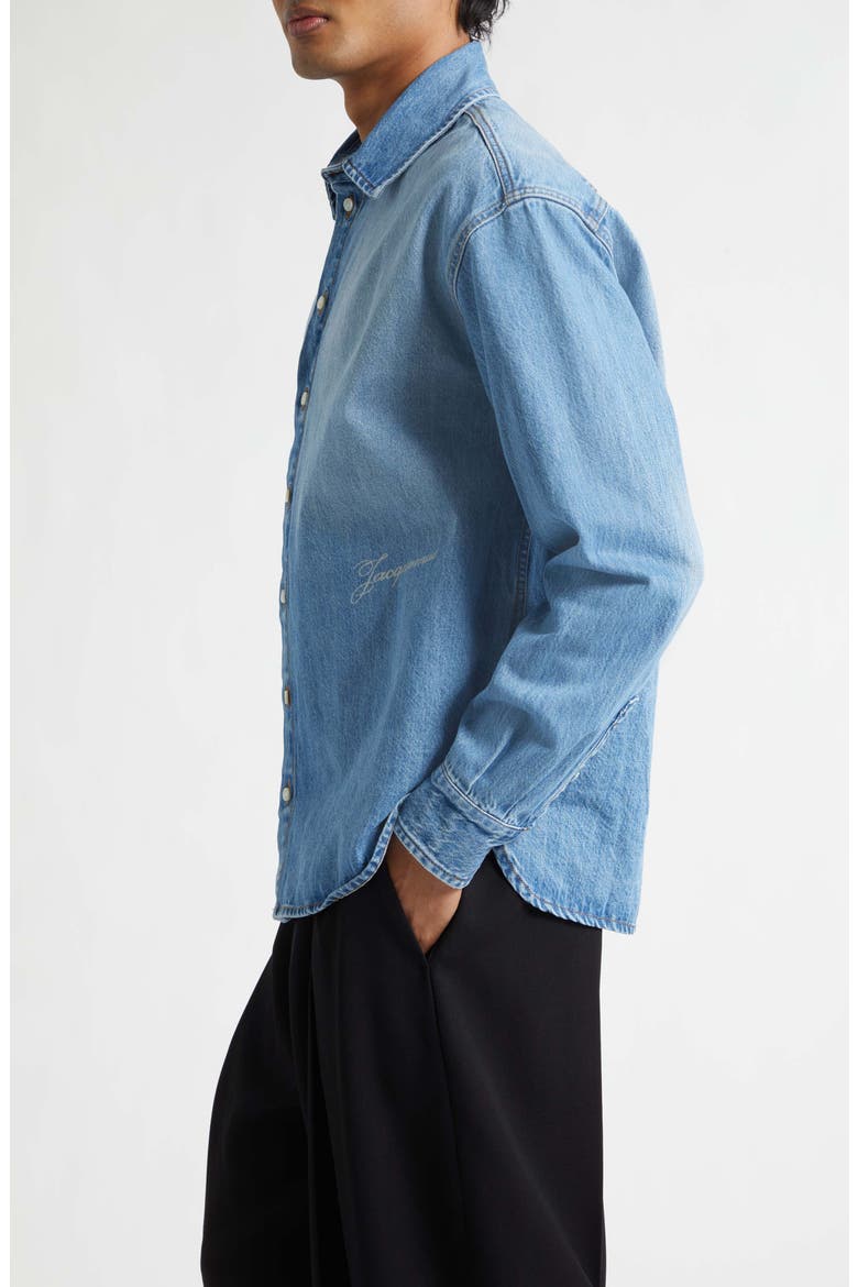 La Chemise de-Nîmes Simon Denim Button-Up Shirt, Alternate, color, BLUE/ TABAC