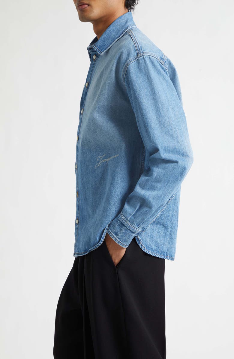 Jacquemus La Chemise de-Nîmes Simon Denim Button-Up Shirt, Alternate, color, Blue/ Tabac
