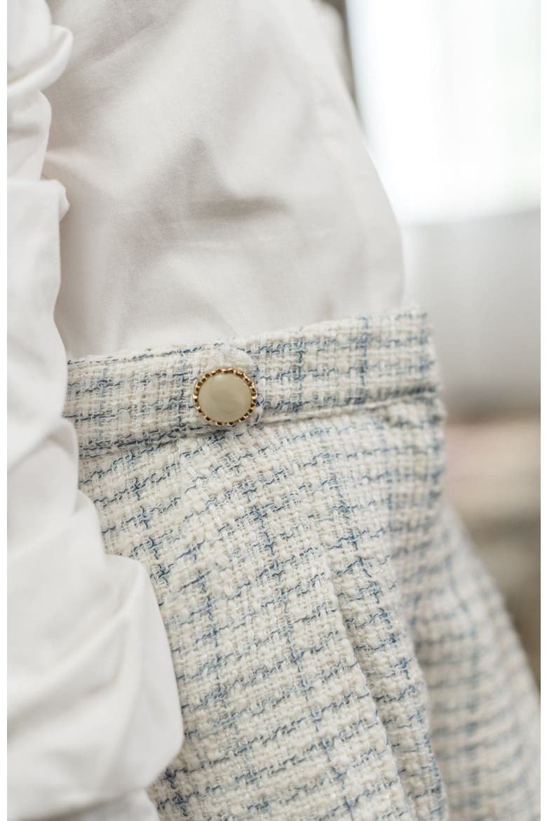 Iris Blouse and Tweed Shorts Set, Alternate, color, White and Blue