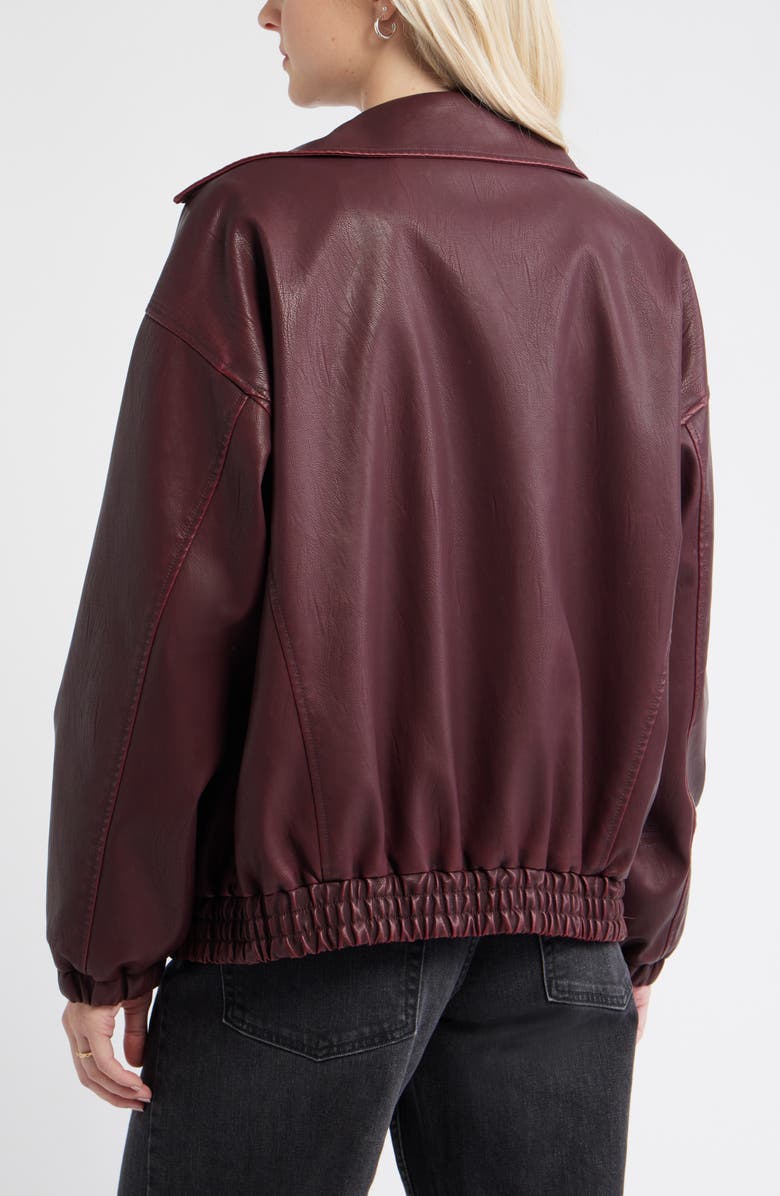 BP. Oversize Faux Leather Jacket, Alternate, color, Burgundy