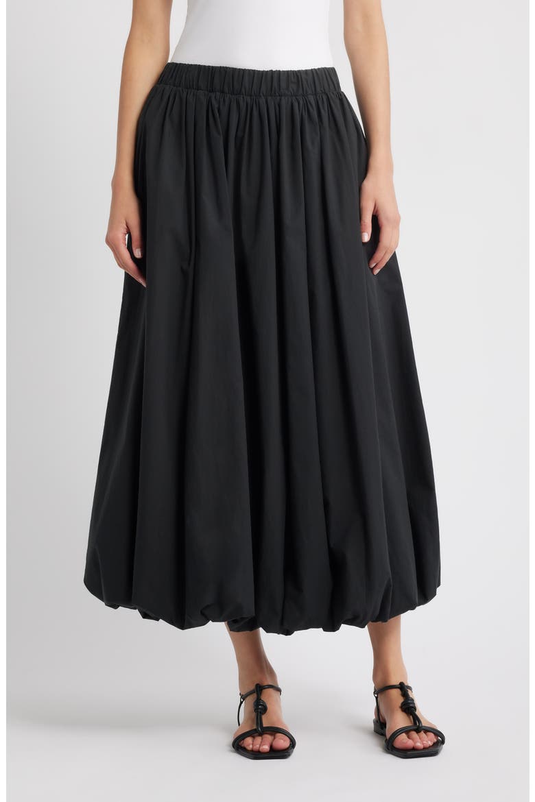 Cala Cotton Blend Bubble Midi Skirt, Main, color, BLACK