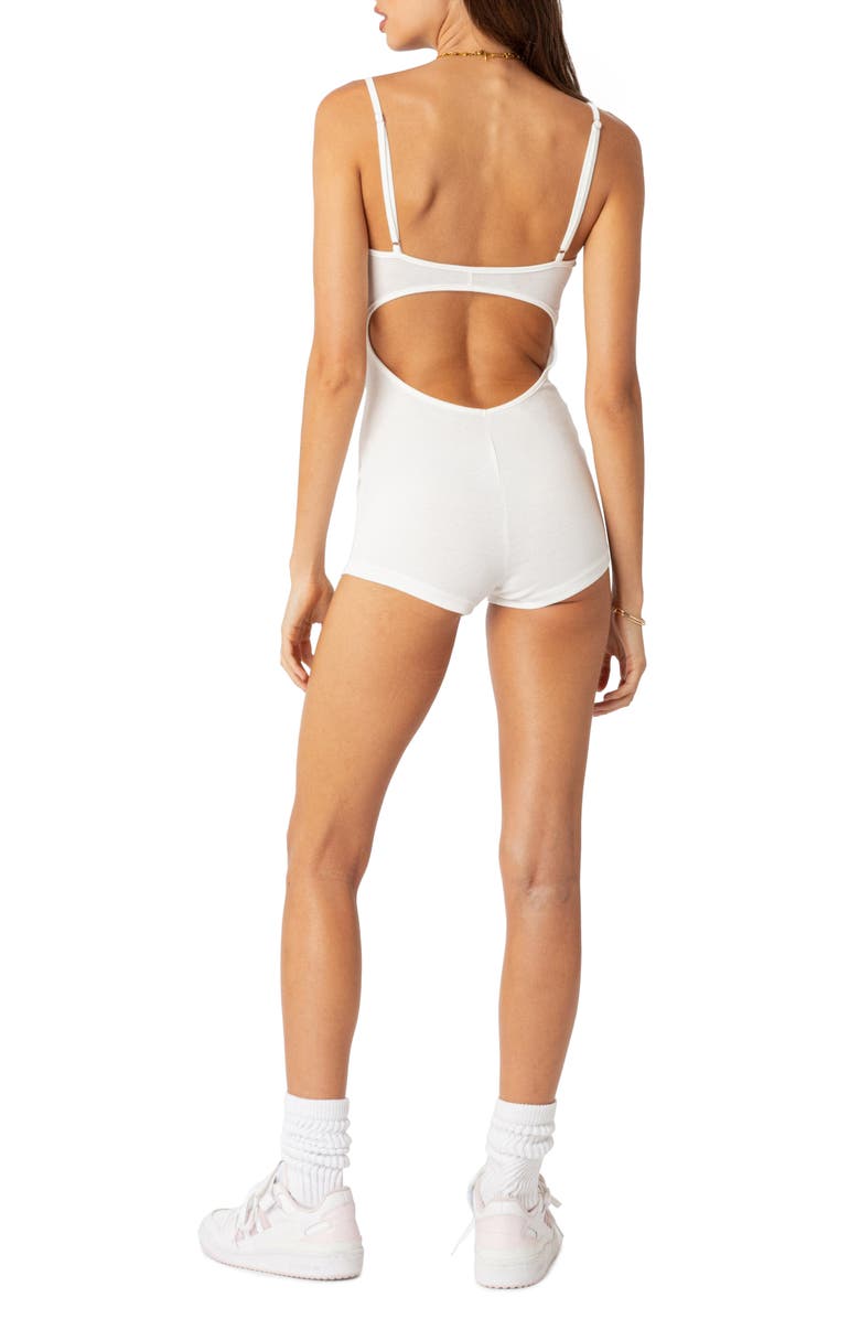 EDIKTED Open Back Frill Romper, Alternate, color,