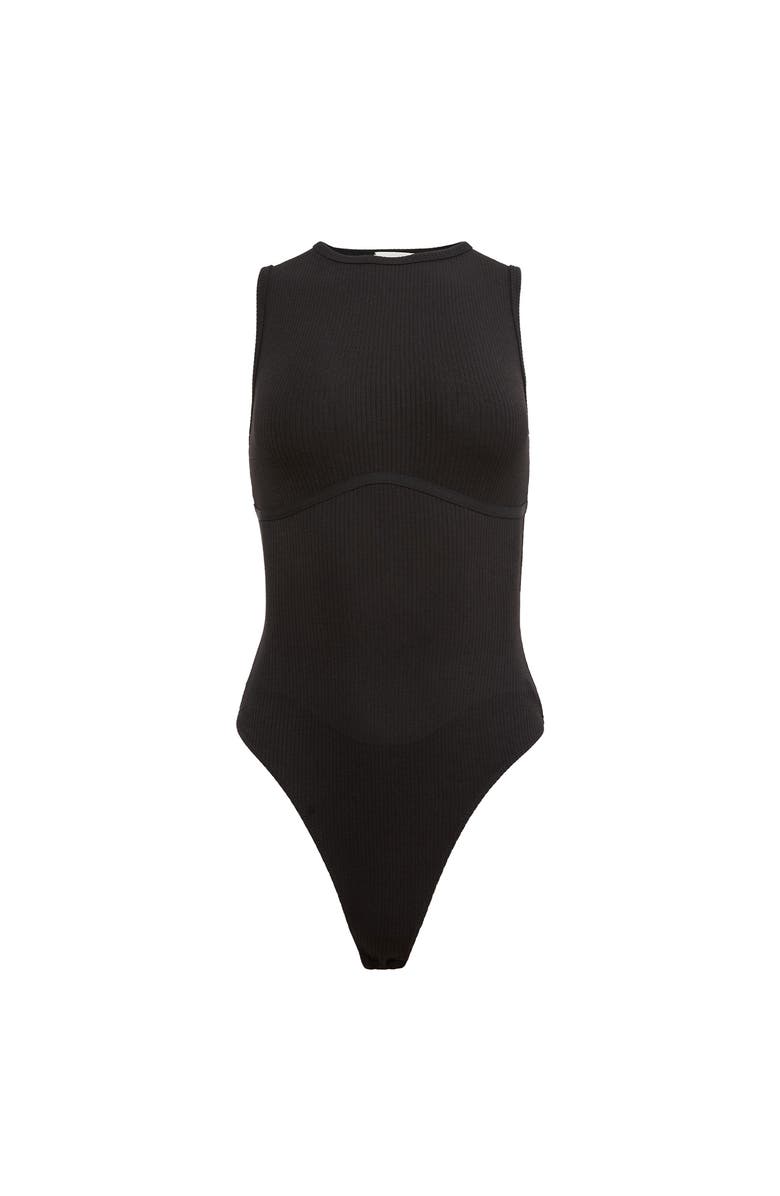 Fleur Du Mal Hourglass Rib Bodysuit, Alternate, color, Black