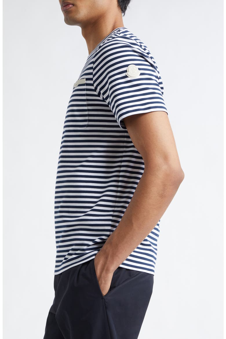 Stripe Stretch Cotton T-Shirt, Alternate, color, BLUE