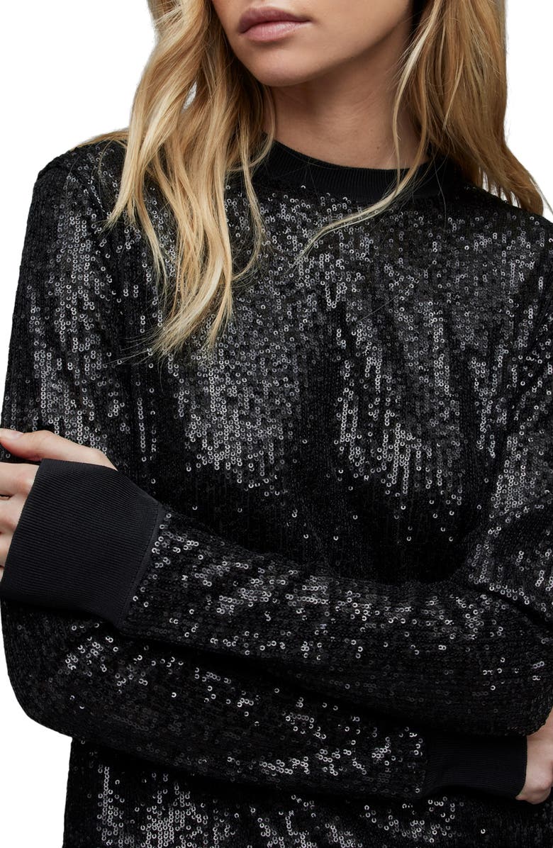 AllSaints Juela Long Sleeve Sequin Top, Alternate, color, 