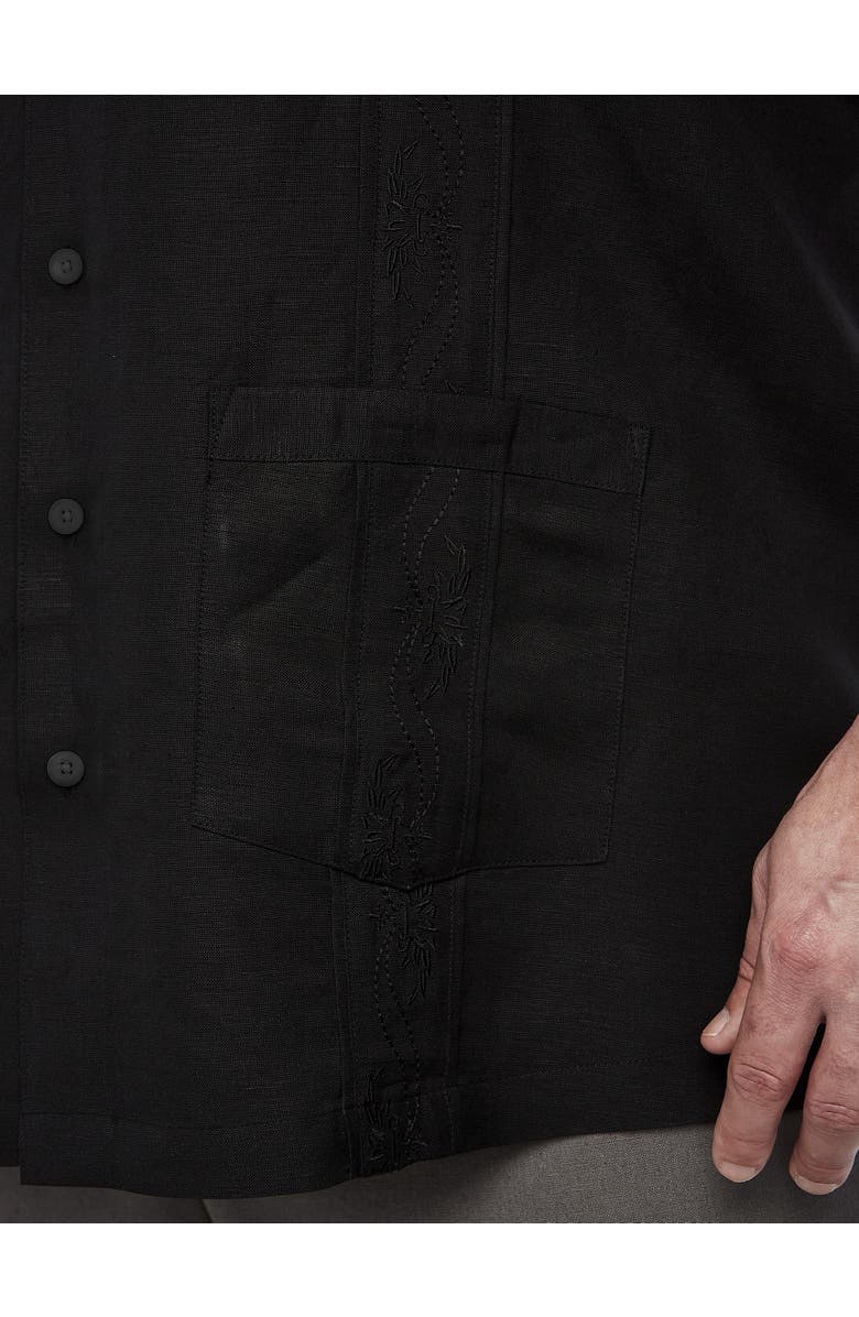 Oak Hill by DXL Big & Tall Embroidered Panel Sport Shirt, Alternate, color, Black