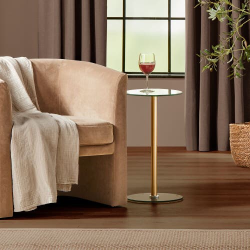 Idesign 12" Gina Glass Steel Drink Table In Transparent
